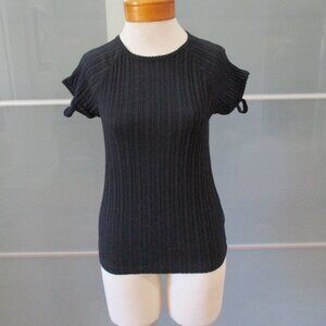 Helmut Lang Ribbed Short Sleeve Knit Top